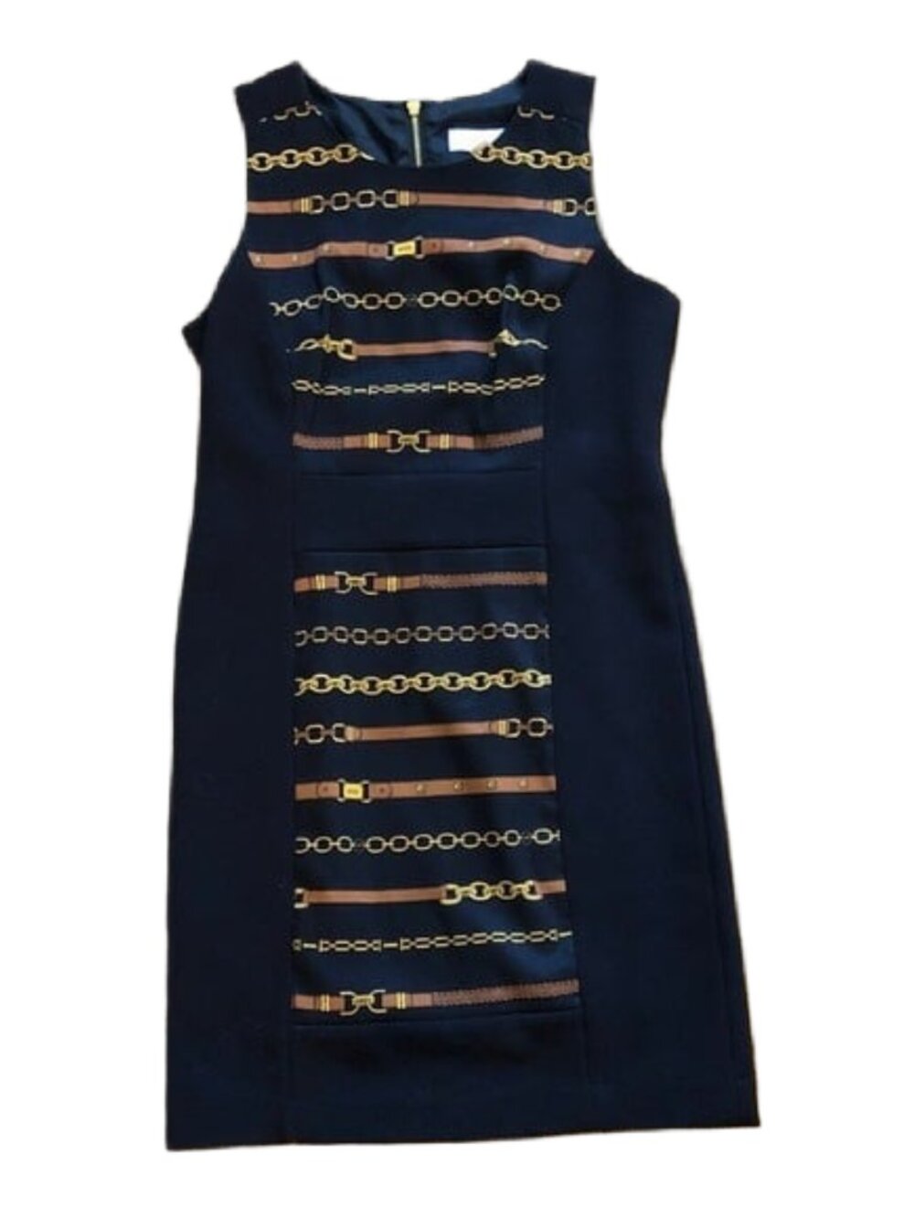 MICHAEL Michael Kors Vintage Belt Chain Illustrated Stretch Illusion Dress